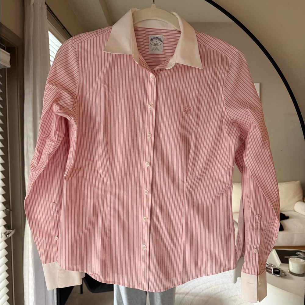 Brooks Brothers Pink and White Striped Shirt